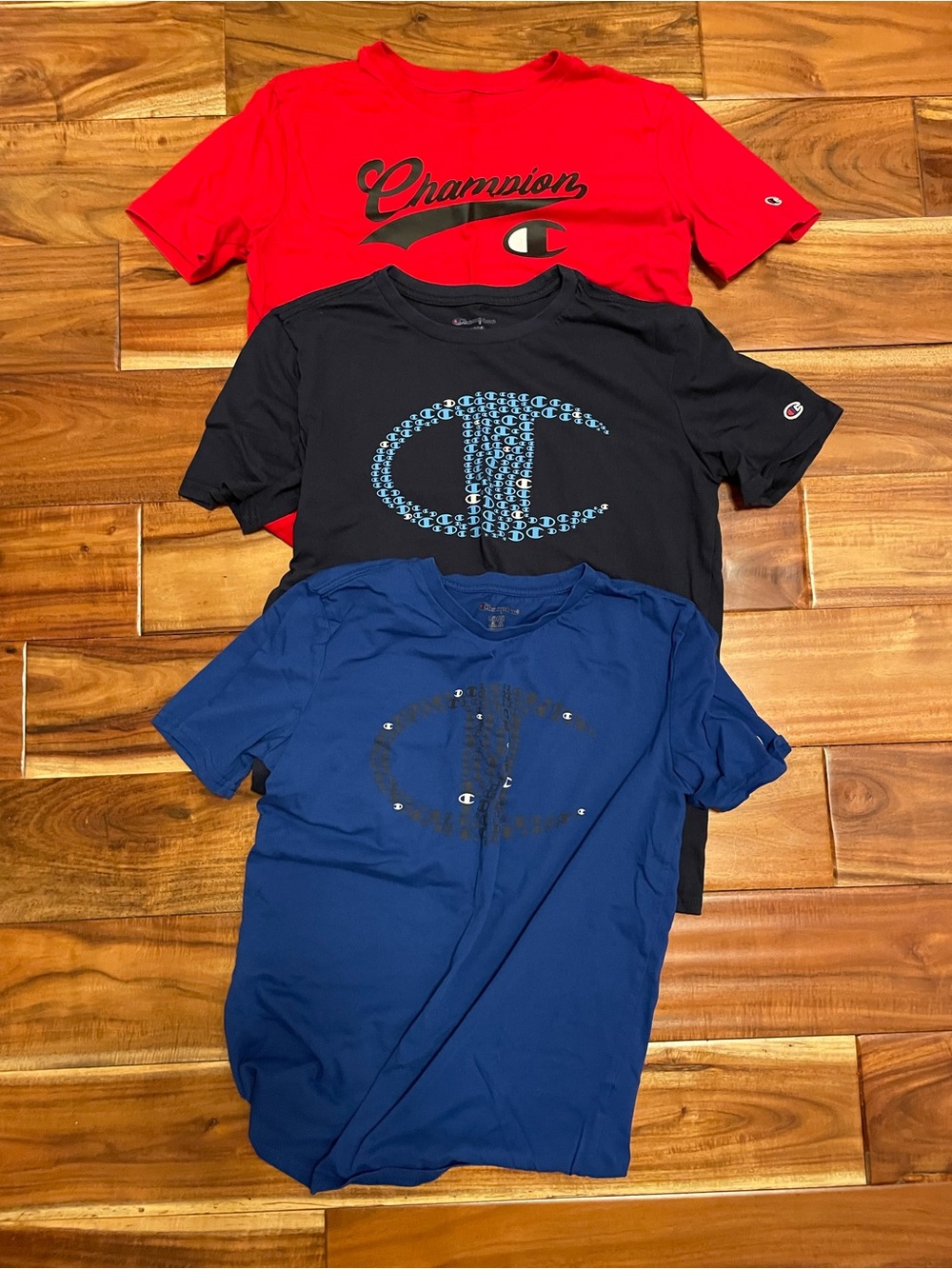 Champion Kids Short-Sleeve Tee Trio — Red, Navy & Blue size L (14/16)